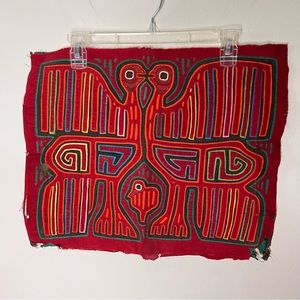 Vintage Mola Fabric Folk Art Textile with Birds